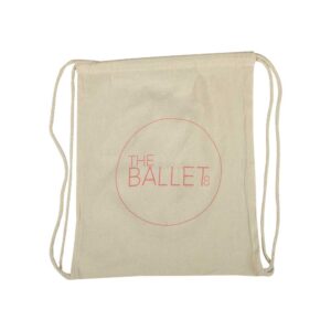 "Medium beige drawstring ballet bag for girls, lightweight and ideal for carrying dance shoes and accessories"