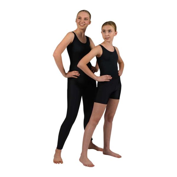 Girls' black lycra pants in a dance pose, designed for comfort and flexibility, perfect for ballet, dance practice, and performances.
