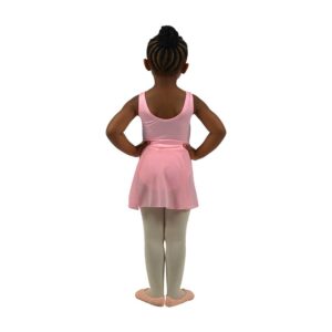 Back view of a pink chiffon ballet skirt – delicate, airy design ideal for graceful ballet movements and performances