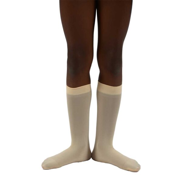 Pink anklets (one size fits all) with feet flat – soft, stretchy material perfect for ballet and dance performances